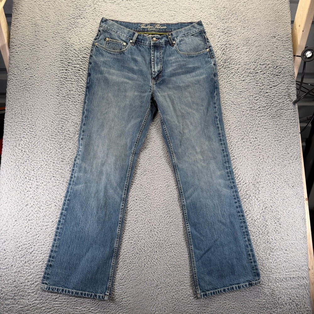 Indigo Palms Jeans Mens 36x32 Blue Cotton Denim Bootcut Workwear Faded Travel